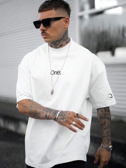 Men Letter Graphic Drop Shoulder Tee