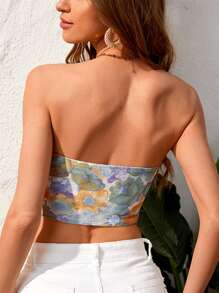 SHEIN VCAY Vacation Style Fishbone Corset Top With Press Lines For Women - Mint Green - View 2
