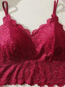 3 Pcs Plus Size Women's Fashionable And Sexy Lace Trim Bralette