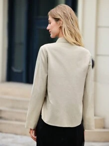 BizChic Quý cô Tay áo dài Trang phục làm việc Phong cách Áo sơ mi Cái đó Có thể Cuộn lên , Thích hợp Đối với Ngoài trời Làm việc - Màu Khaki - Xem 11
