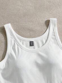 SHEIN BASICS 大尺碼圓領高彈性針織胸衣套裝,帶有胸墊,共2件 - 彩色 - 查看 8
