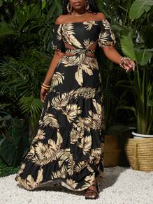 Slaydiva Rochie de damă, sexy, elegantă, ocazională, cu mânecă scurtă, cu umăr, decupată, cu imprimeu tropical, pentru întâlniri de vacanță și festival de muzică - Multicolor - Vizualizare 6