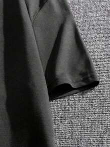 Manfinity Homme Men Letter Printed Casual Short Sleeve T-Shirt, Going Out, For Husband - Black - View 3