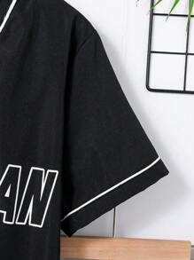 Teenager-jungen Brief Bedrucktes Kurzarm-shirt Und Shorts Set Mit Zwei Teilen