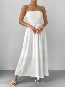 SHEIN Clasi 女士露肩长裙 夏季假日超长女士服装 - 白色 - 查看 4