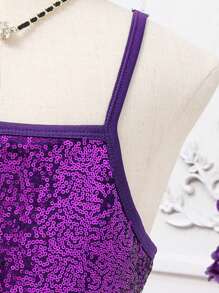 SHEIN Vestido Elegante com Ombros à Mostra e Acabamento de Penas Roxo para Meninas Pré-Adolescentes, Vestido para Ocasiões Formais como Festa de Aniversário, Baile de Formatura, Casamento