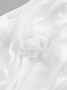 SHEIN MOD Romantic Flower Applique Strapless Top In Sweet White For Spring, Summer, Vacation & Date - White - View 3