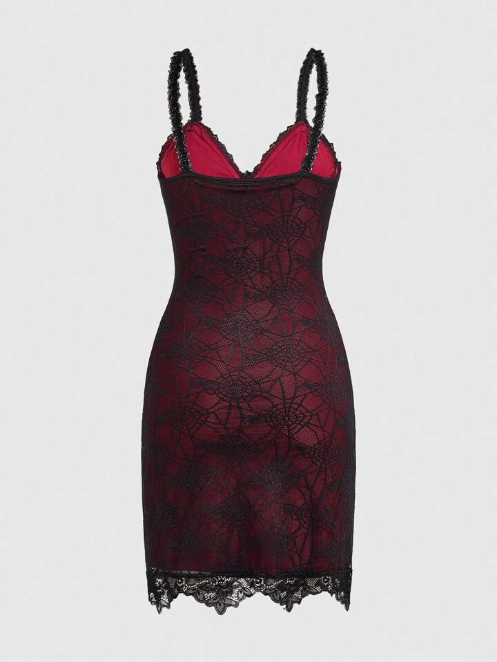 Our Goth Women's Spider Print Slim Fit Spaghetti Strap Dress is such a vibe  - ROMWE