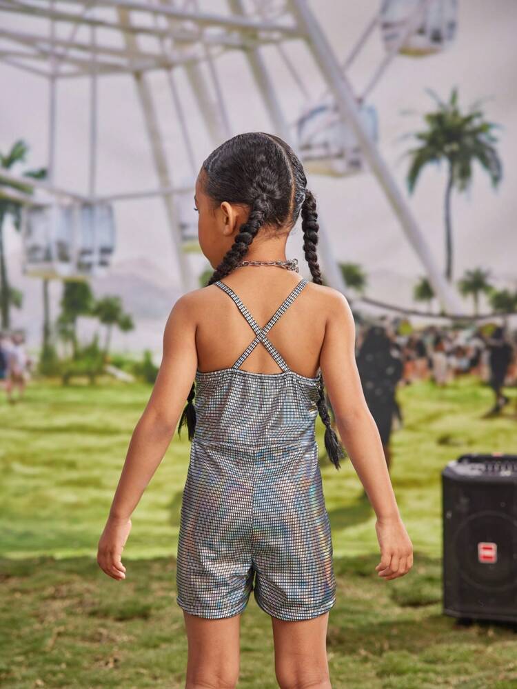 Young Girl Music Festival Summer New Glitter Casual Jumpsuit