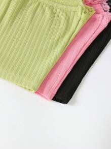 Women's Comfortable Short Lace Top And Long Pants Pajama Set, 3pcs - Multicolor - View 6