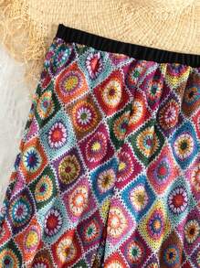 Tween Girls' Knitted Printed Pants Cover Up Mommy And Me Matching Outfits (3 Pieces Are Sold Separately) - Multicolor - View 4