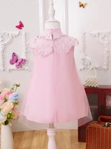 嬰兒女孩風公主旗袍裙，兒童漢服旗袍裙 - 粉色 - 查看 2