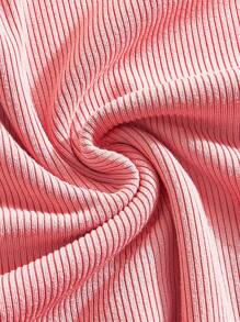 SHEIN BASICS 단색 원숄더 타이트 크롭 탑 - 멀티컬러 - 보기 7