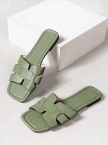 Nuevas chanclas con diseño en H para mujer para primavera/verano, estilo casual plano romano, transpirable, sandalias para uso exterior para mujeres