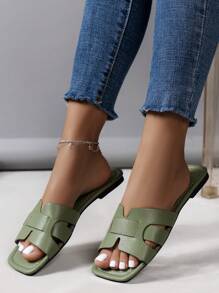 Nuevas chanclas con diseño en H para mujer para primavera/verano, estilo casual plano romano, transpirable, sandalias para uso exterior para mujeres