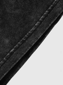 ROMWE MEN Street Life Men's Distressed Graphic Print Washed Shorts - Black - View 5