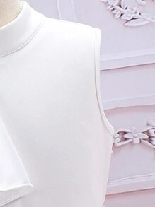 SHEIN 年輕女孩立領蕾絲修邊上衣和提花裙兩件套裝 - 彩色 - 查看 3