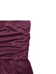 Pleated & Loose Fit, Ruffled Hem Dress, Summer - Purple - View 3