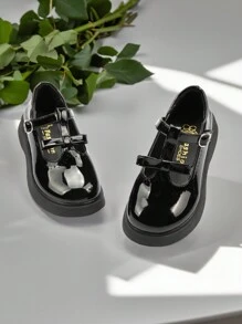 Adorable Girls' Black T-Strap Party Dance Shoe With Patent Leather - Black - View 5