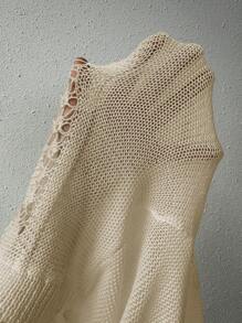 SHEIN Swim Summer Beach Solid Color Hollow Out Knitted Flared Cover Up Pants