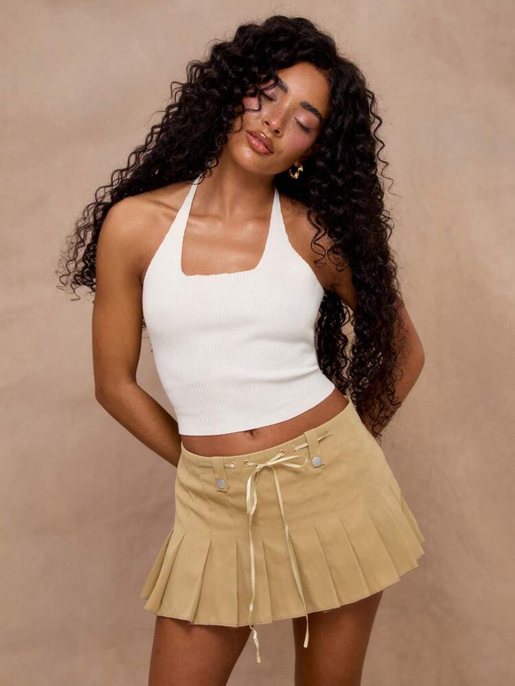 Knitted Halterneck Cami Top Going Out TopsVacation Spring Summer Festival Holiday Casual Outfit