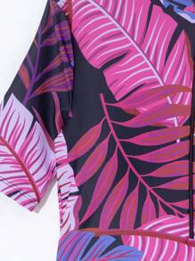 Swim Mulvari Summer Beach Tropical Print Zip Front Burkini Set Arabic Clothing - Multicolor - View 7