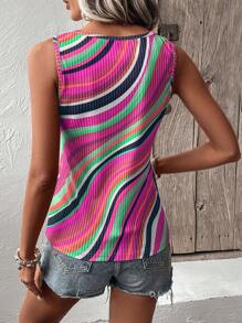 SHEIN Unity Áo ba lỗ dệt kim màu khối có nút chi tiết cho trang phục thường ngày Áo phông họa tiết dành cho nữ - Màu Hồng Tươi - Xem 2