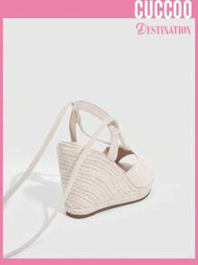 Giày Nữ Dây Chunky Thời Trang Dép Peep Toe Có Dây Đeo Mắt Cá Chân Cho Mùa Xuân Hè - Màu be - Xem 5