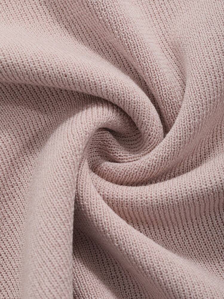 Solid Color Square Neckline Short Sleeve Knitted Top