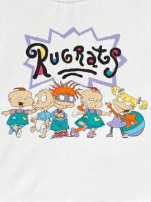 Nick 90s | SHEIN Baby Boy Cartoon Figure Graphic Tee & Shorts - Black and White - View 4