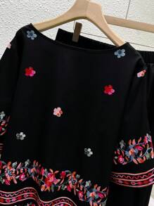 SHEIN LUNE Kích thước lớn Của phụ nữ In hoa Vòng cổ Áo Và Quần Bộ - Nhiều màu - Xem 6