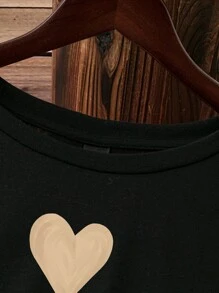 EMERY ROSE 大码休闲简约心形印花连衣裙，适合夏季