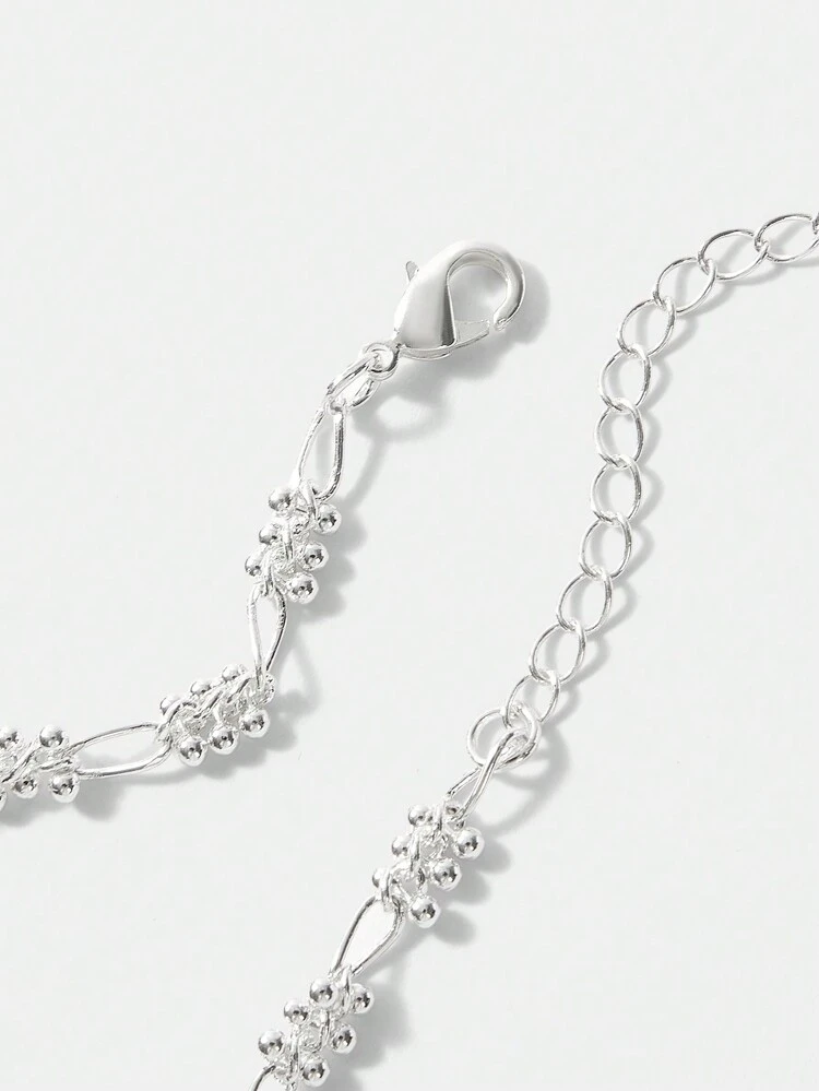 SILVER-PLATED HANDMADE SMALL BEADED CHAIN BRACELET