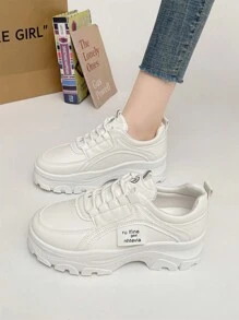 2024年新時尚女士帶扣運動鞋,外穿白色鞋款,翹楚跟&厚底運動鞋 - 黑色 - 查看 4