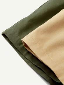 Cozy Pixies Conjunto De 2 Piezas De Shorts Deportivos Informales Para Niños Con Cintura Elástica Decorativa Tejida Con Bolsillos Y Cinturón. - Verde militar - Ver 12