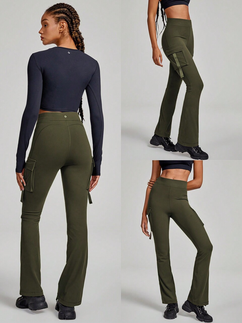 30" FeatherFit™ Cargo Pants Pocket High-Waist Flare Low Impact Daily Casual Summer
