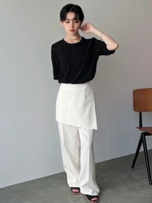 FRIFUL T-shirt à manches courtes texturé de couleur unie pour femmes, Décontracté chic pour femmes