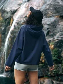 In My Nature Women's Versatile Simple Outdoor Raincoat Suitable For Spring And Summer - Navy Blue - View 2