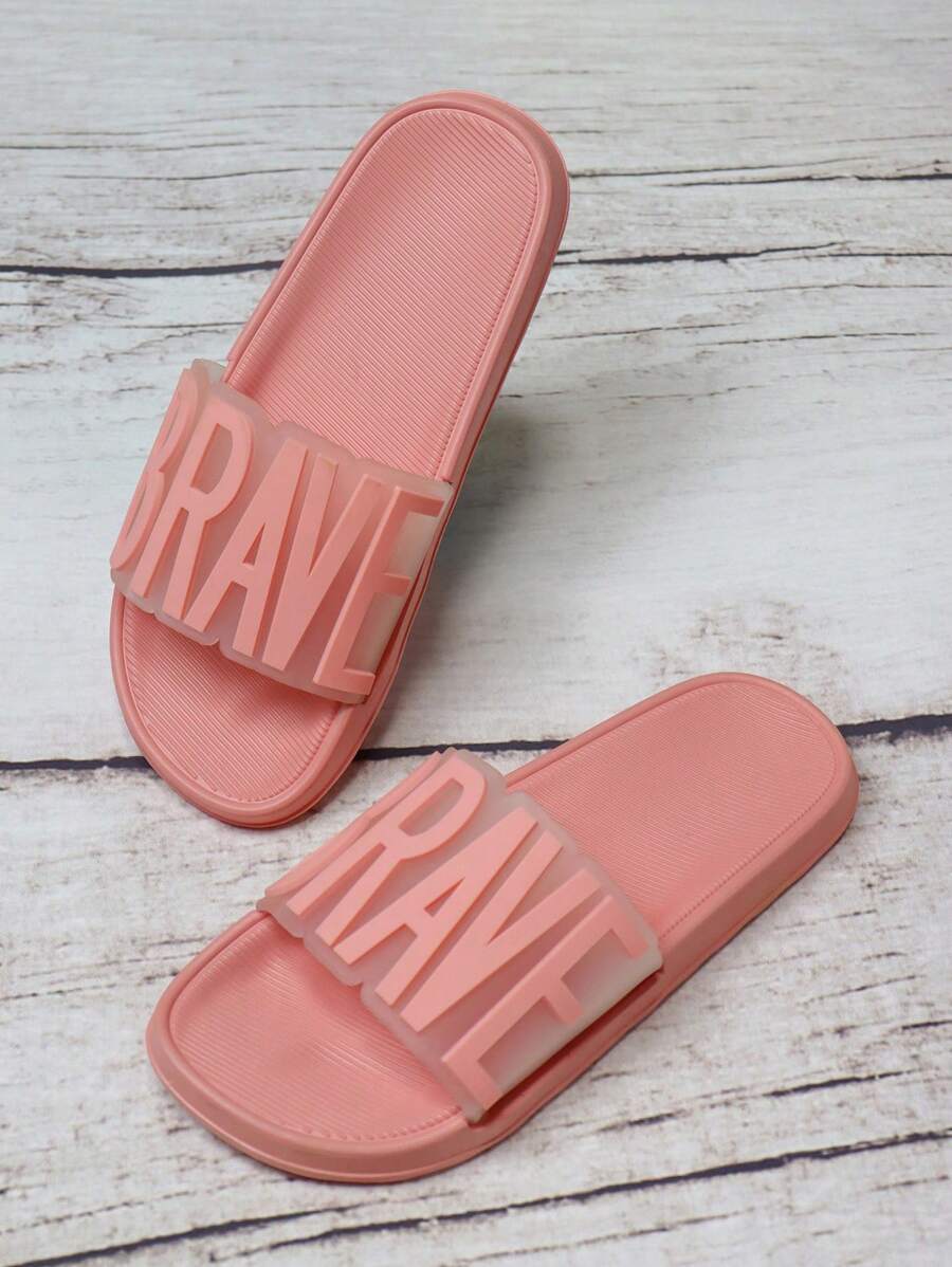 Women's Fashionable Embellished Pillow Slides, SlipOn Lightweight Flat