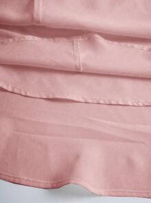 SHEIN Unity Vestido de mujer con hombros descubiertos, mangas farol y volantes con recogido en la cintura - Rosa - Ver 4