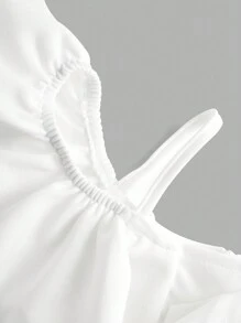 SHEIN Tween Girl Asymmetrical Shoulder Ruffle Trim Jumpsuit - White - View 3