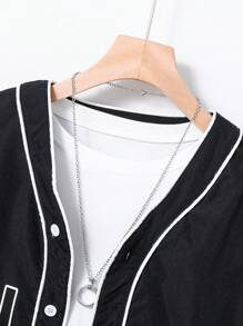 Teenager-jungen Brief Bedrucktes Kurzarm-shirt Und Shorts Set Mit Zwei Teilen