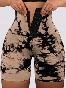 SHEIN Sports Tie-Dye Drawstring Sports ShortsWomen Sweat Short, Gym Short, Biker Short - Multicolor - View 6