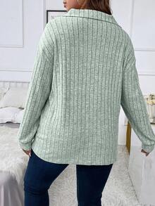 Calvaya 大尺碼女裝套頭衛衣,帶有領口細節 - 薄荷綠 - 查看 2