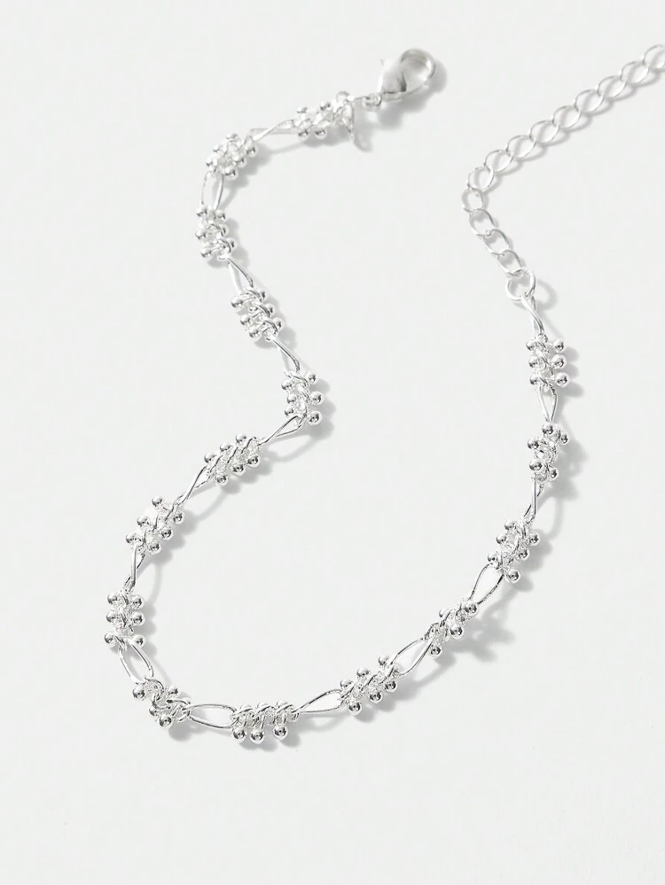 SILVER-PLATED HANDMADE SMALL BEADED CHAIN BRACELET