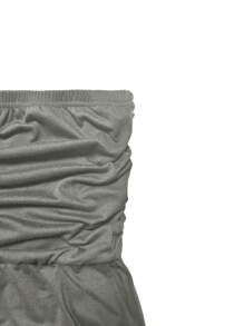 Women's Fashionable Strapless Open Shoulder Loose Dress, Summer - Grey - View 3