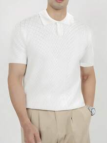 Manfinity Homme Men's Polo-Collar Short-Sleeved Knitted Top