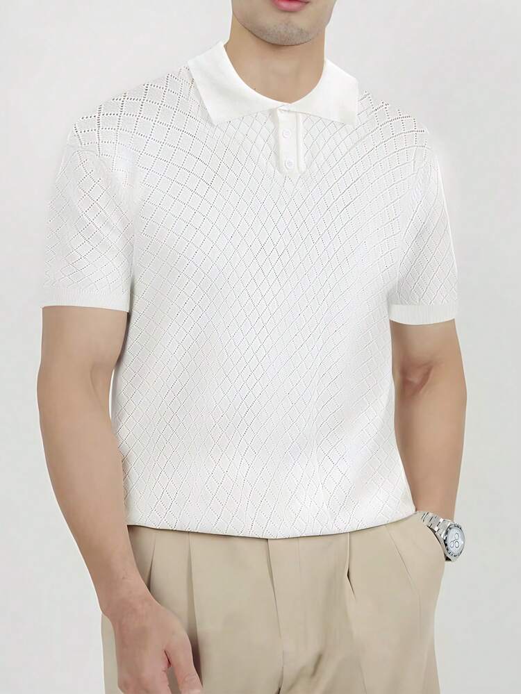 Men's Polo-Collar Short-Sleeved Knitted Top
