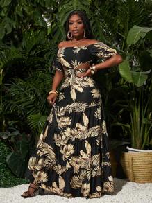 Slaydiva Rochie de damă, sexy, elegantă, ocazională, cu mânecă scurtă, cu umăr, decupată, cu imprimeu tropical, pentru întâlniri de vacanță și festival de muzică - Multicolor - Vizualizare 5