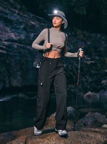 In My Nature Của phụ nữ Tay áo dài Áo thun Đối với Cắm Trại Ngoài Trời , Đi bộ du lịch , Thành phố Đi làm , Thể thao Và Thời gian rảnh rỗi Hoạt động , Với Mềm mại Đàn hồi Và Xoắn Thiết kế Hem - màu nâu - Xem 6